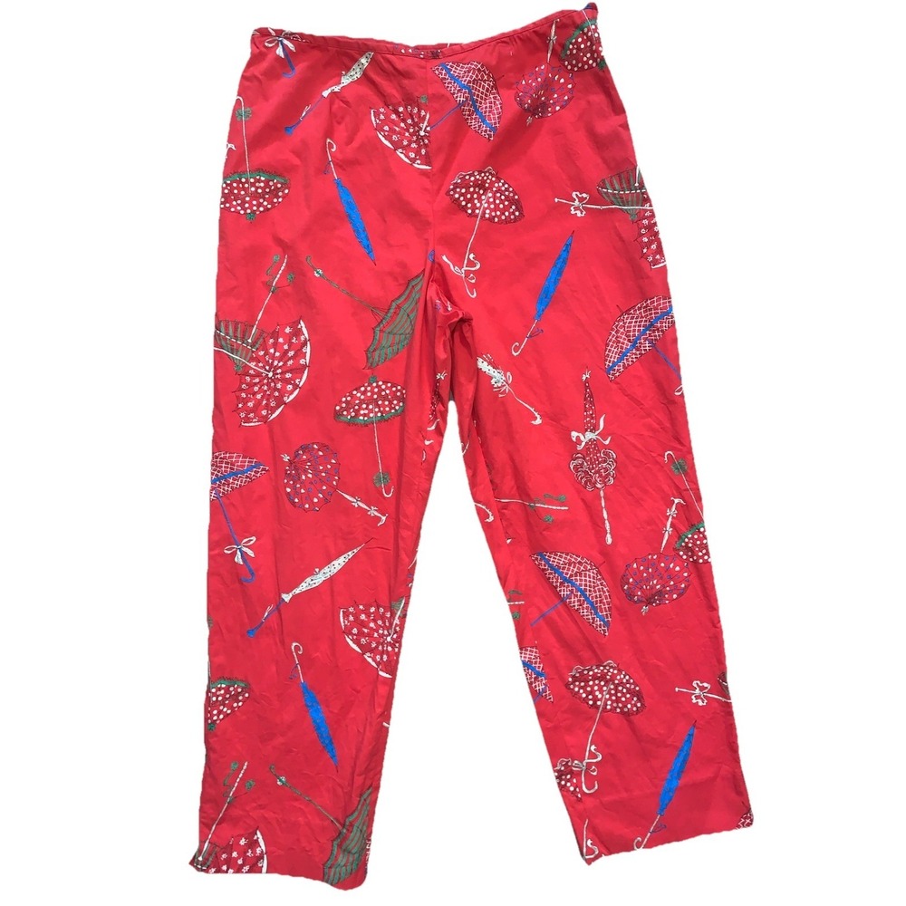 VTG Umbrella Pants by Jones New York Country Women 12 Red Side Zip Cruise Summer